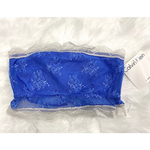 #13 NEW Calvin Klien Blue Lace Bandeau - Picture 2 of 3